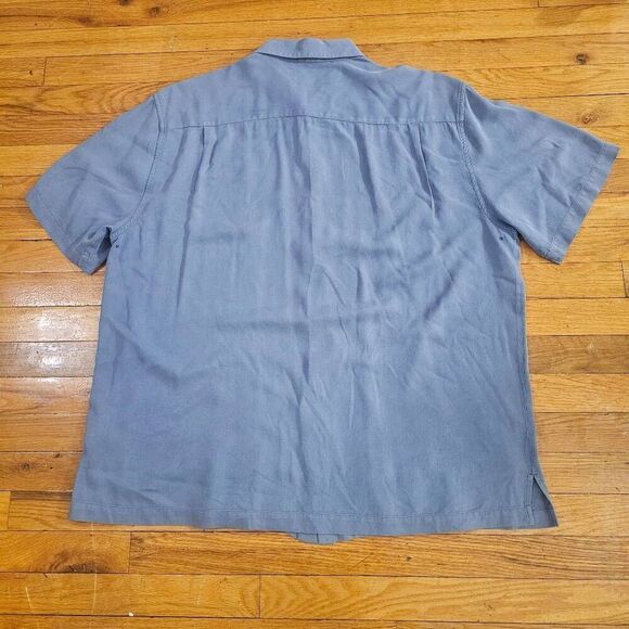 Nat Nast Silk Button Up Hawaiian Shirt Blue Mens XL - Picture 7 of 7